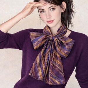 Purple Gold Abstract Scarf Neck Scarf Hair Scarf Purse Scarf Lightweight 58”